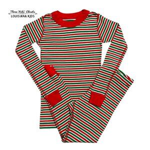 Moon and Back by Hanna Andersson Sz 120 (6-7Y) Striped Christmas Pajamas